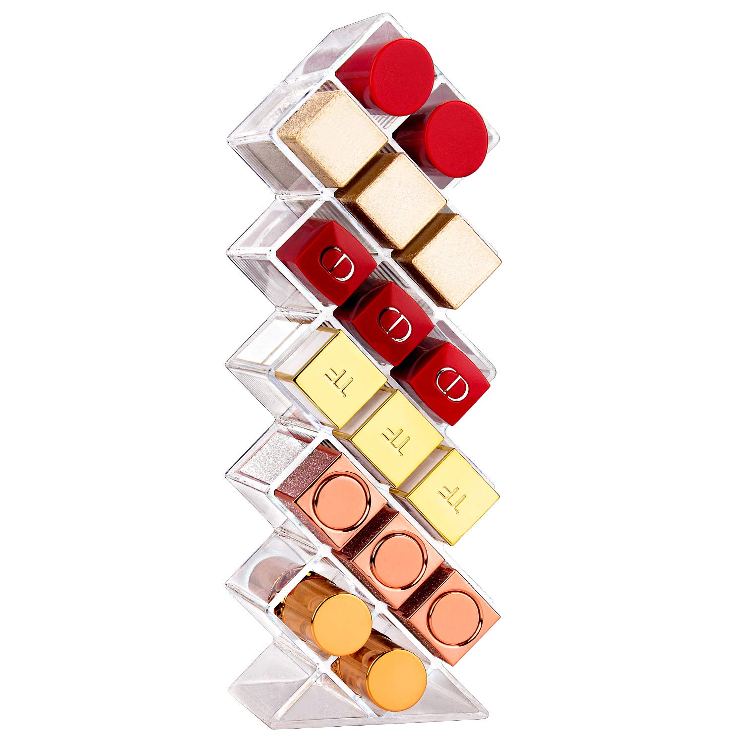 JessLab Lipstick Organizers and Storage, Acrylic Lipstick Holder Lip Gloss Tower Clear Cosmetic Fish Sticks Lip Makeup Organizer Lip Stick Storage for Bathroom Vanity Countertop, 16 Slots