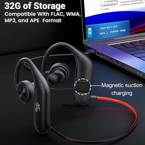 SXDYSYL Waterproof Headphones for Swimming, IPX8 Stereo Sweatproof