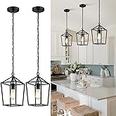 Sheetea 2-Pack Farmhouse Pendant Lights Kitchen Island, Black Pendant Light Fixtures Hanging Lamp for Dining Room, Modern Kit