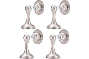 Magnetic Door Stops 4 Pack Brushed Nickel No Drilling Needed 3M Adhesive or Screw Mount Soft-Catch Magnetic Door Holder for H