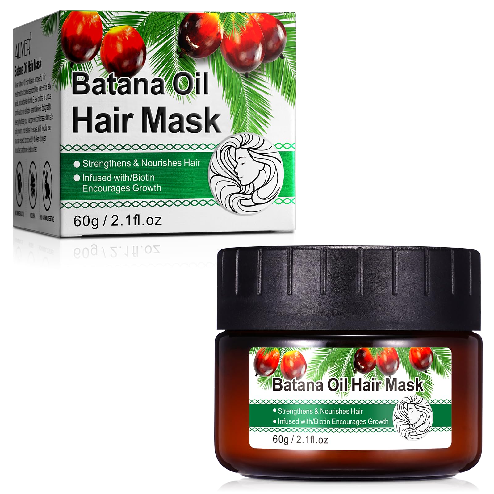 Photo 1 of 4 Pack  Hair Mask with Batana Oil, 2.1 Fl Oz - Deep Repair Conditioning Mask to Strengthen and Nourish Dry, Damaged & Frizzy Hair for All Hair Types, Biotin Hair Treatment