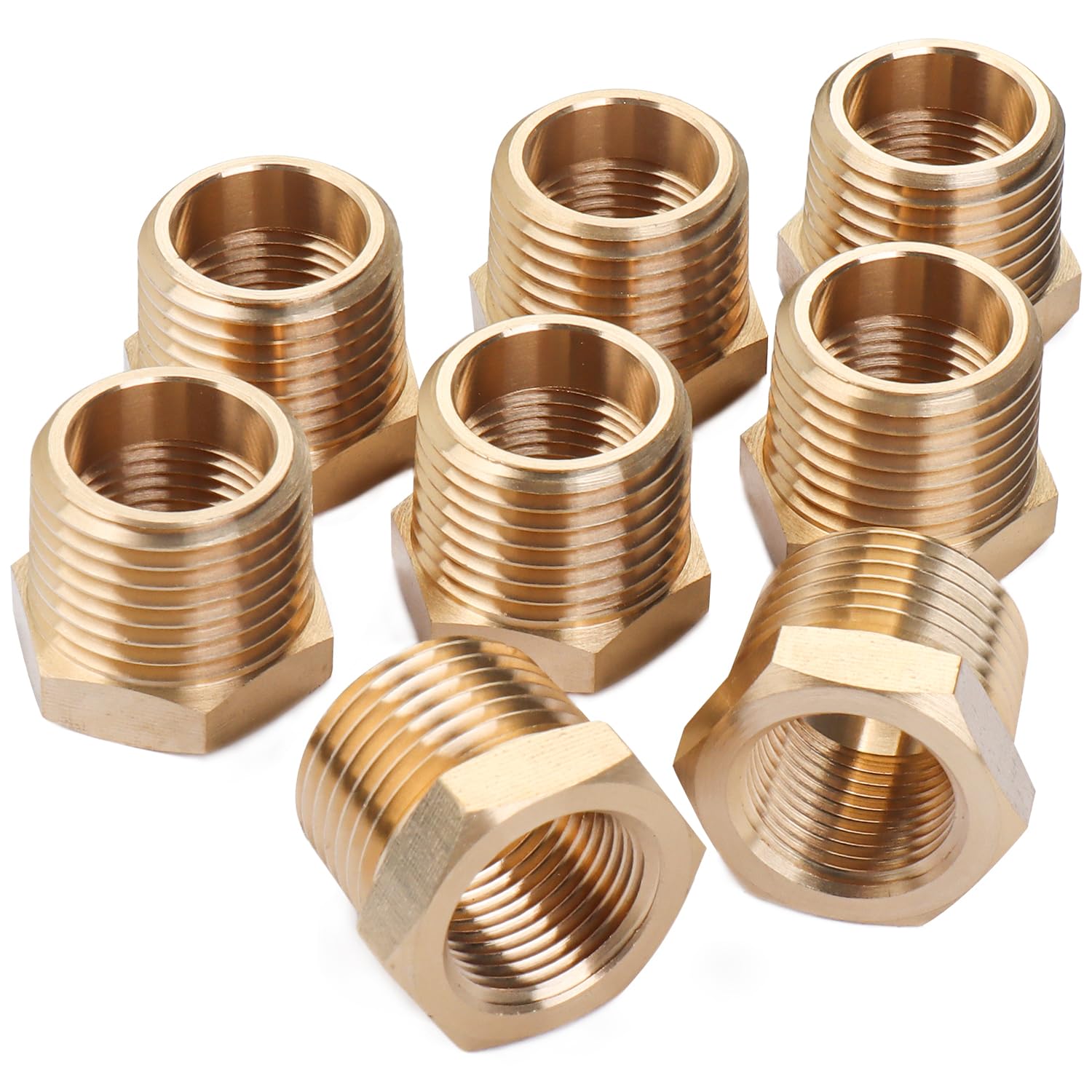 LTWFITTING Brass Pipe 1/2-Inch Male BSPT x 3/8-Inch Female BSPP Hex Bushing Reducer Fittings Fit for Steampunk Sconce, Water Temp Sensor (Pack of 25)