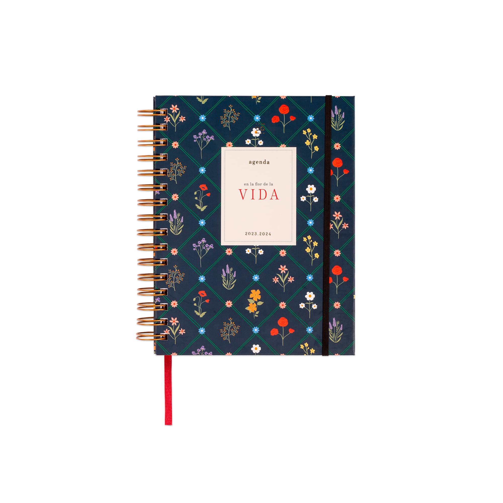 UO School Diary In The Flower of Life Day Page in Academic Version: September 2023 to August 2024, Hardcover, with 127 Stickers, Elastic Rubber and Record Tape, Multicoloured,