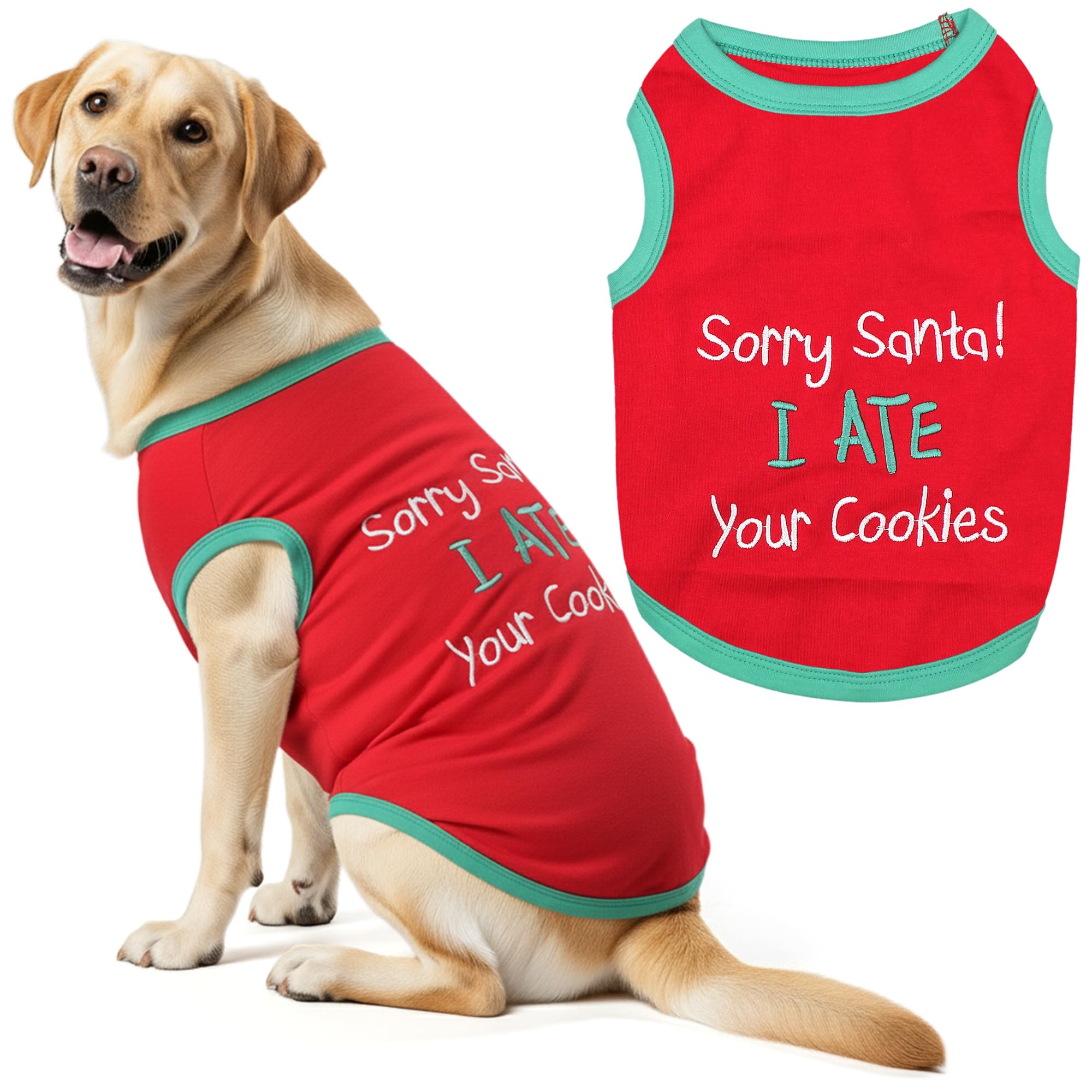 Parisian Pet Sorry Santa I Ate Your Cookies Dog T-Shirt, 3X-Large