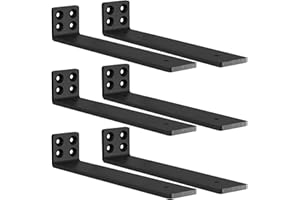 MLOQI 6 Pack Heavy Duty Shelf Brackets, L Brackets for Shelves, 5mm Thick Floating Shelf Bracket Up to 50KG Capacity (12Inch)