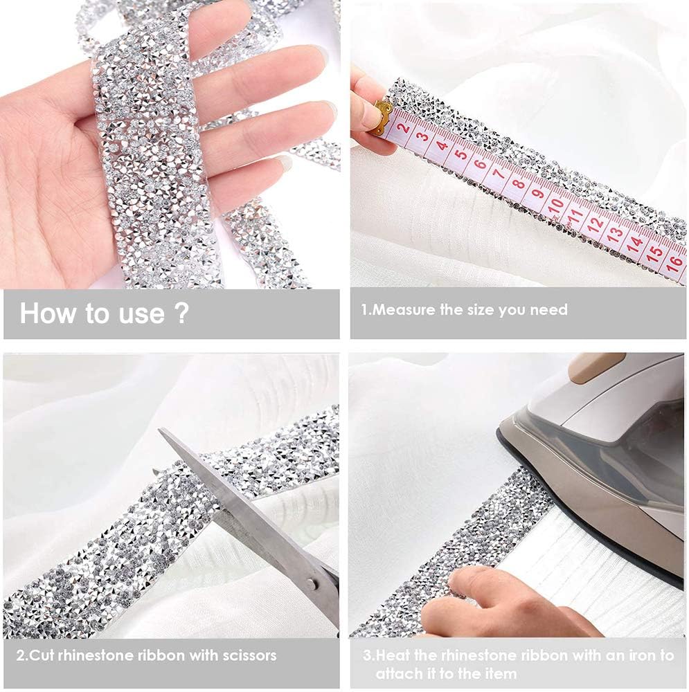 2 Rolls Crystal Rhinestone Ribbon, 8.6 Yards Self Adhesive Crystal Rhinestone Diamond Ribbon - Image 5