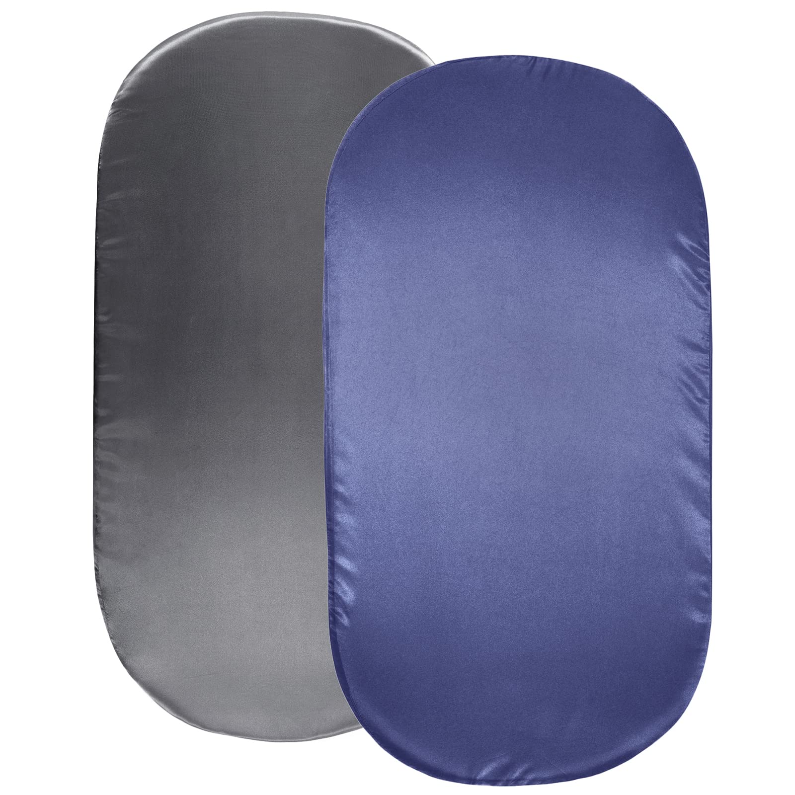 Photo 1 of SiinvdaBZX 2 Pcs Satin Bassinet Sheets for Baby Boy, Silky Soft Bassinet Fitted Sheets for Hourglass, Oval & Rectangular Bassinet Mattress (Grey & Navy)