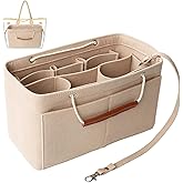 D.DUO Tote Organizer Insert, Purse Insert for Handbags, Tote Bag Organizer with 11 Pockets, Suitable for Neverful for Speedy for Carryall for Birkin and More (Beige, L)