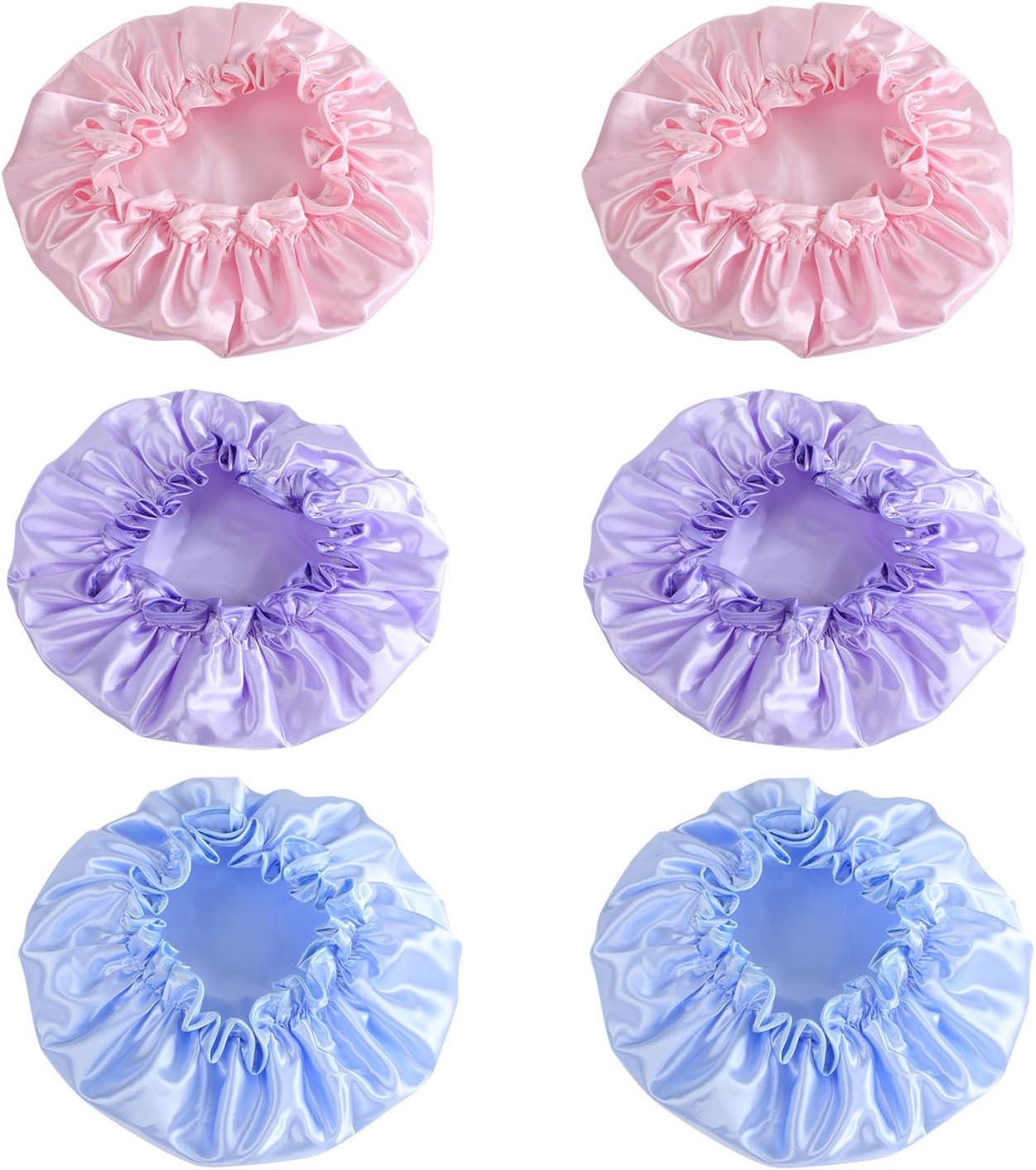 Adecco LLC Satin Bonnet-Premium, Extra Large Satin Sleep Bonnet Night Cap,double layered,reversible multi color 6 Pack
