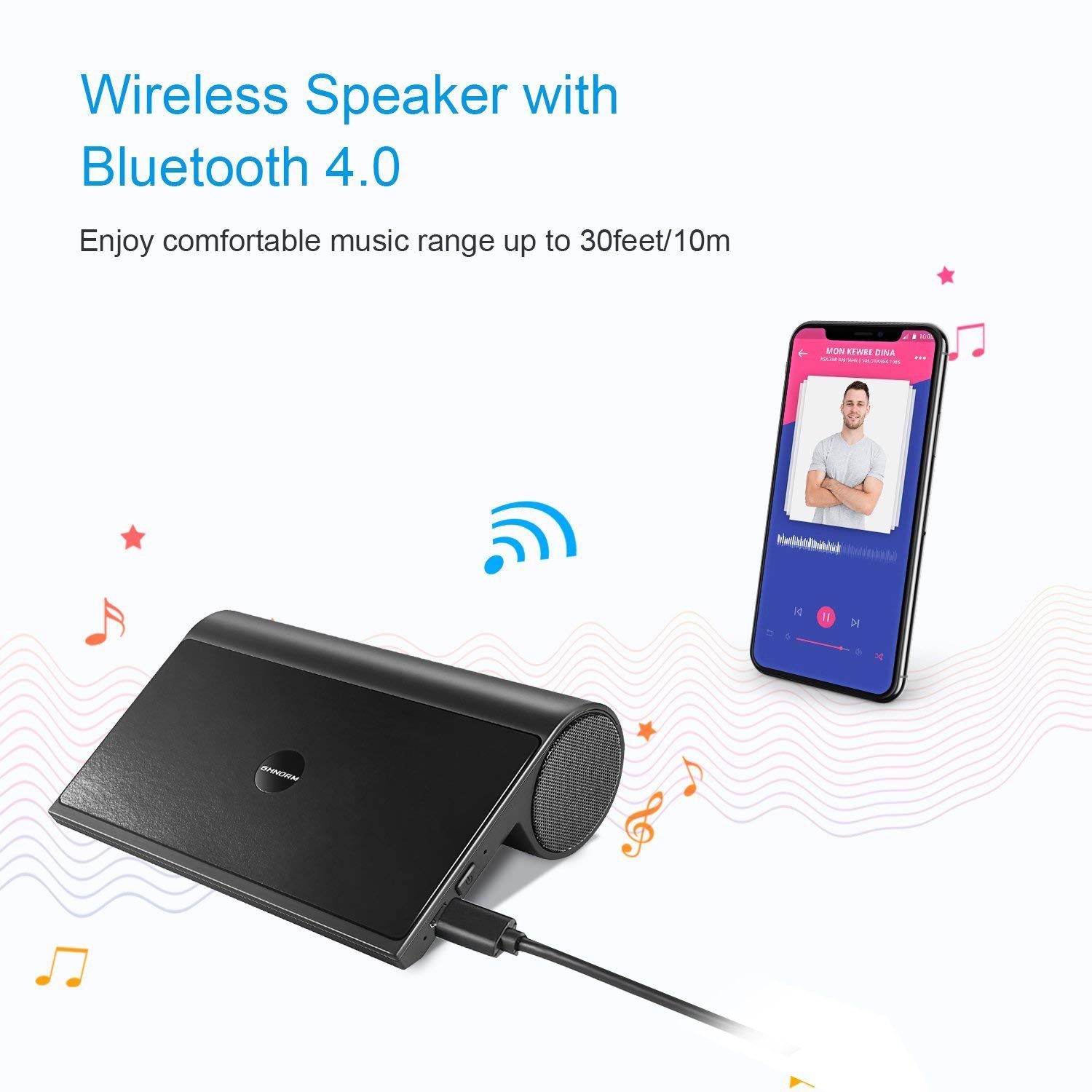 Wireless Charger with Bluetooth Speaker 4.0, 10W Portable Wireless Charger Stand Pad with Speaker for iPhone X/8/8 Plus, Samsung Galaxy Note 8 S9 Plus S8 Plus S7 Edge S6 Edge, LG G6 v30