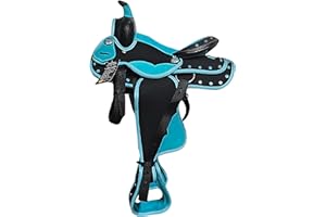 Silverline Synthetic 12" Youth Western Saddle, Bright Fun Colours and Crystal Trim, Lightweight Western Horse Tack for Young 
