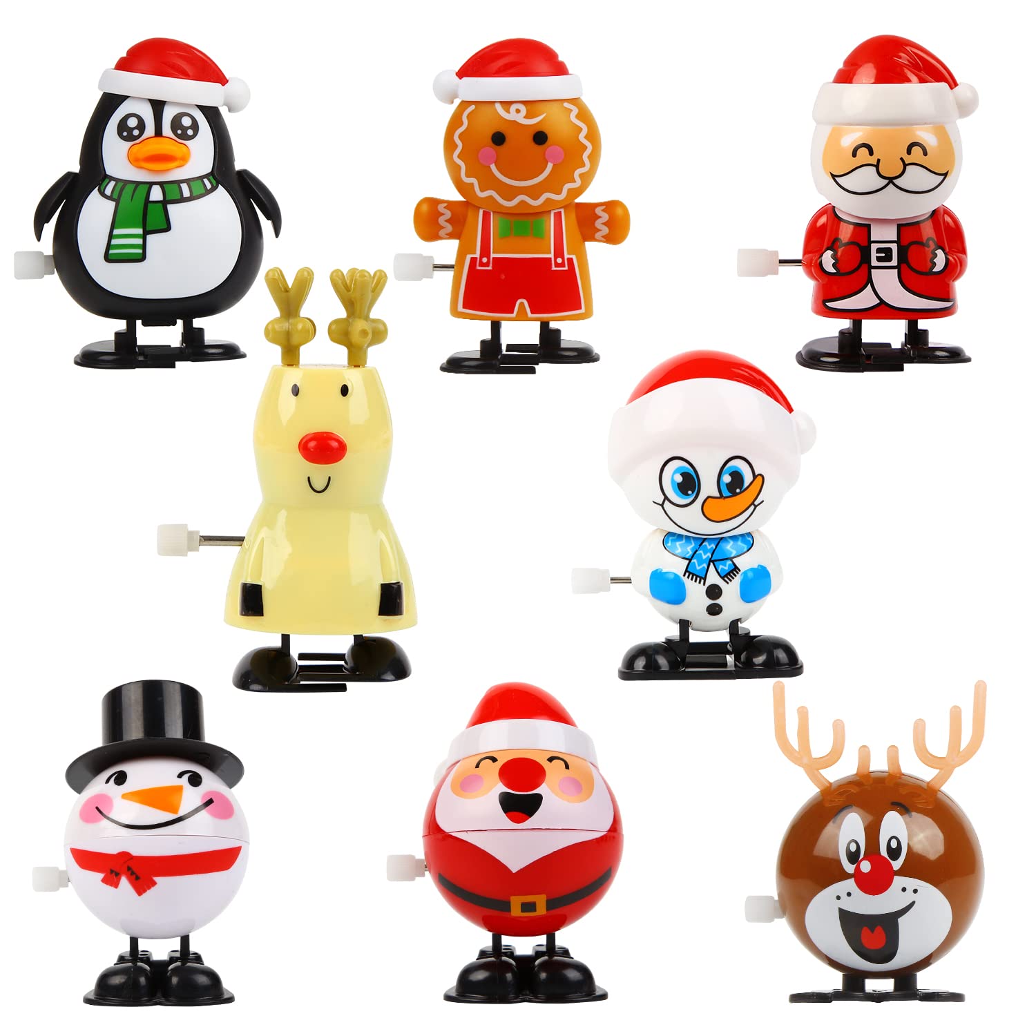 LOKIPA Christmas Wind Up Toys, 8 Pieces Assortments Christmas Clockwork Toys Xmas Stocking Stuffers for Kids Gifts