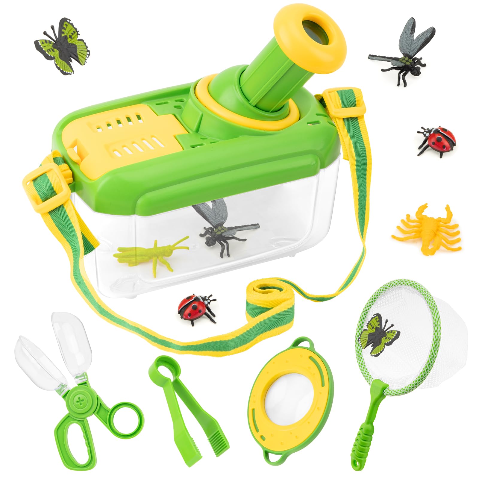 Funsland Bug Hunting Kits for Children - 5 Pcs Kids Bug Catching Kit with 12 Fake Insects, Outdoor Explorer Kit Toys for Toddlers, Christmas Educational Toys Gifts for Boys Girls 3 4 5 6 Years Old