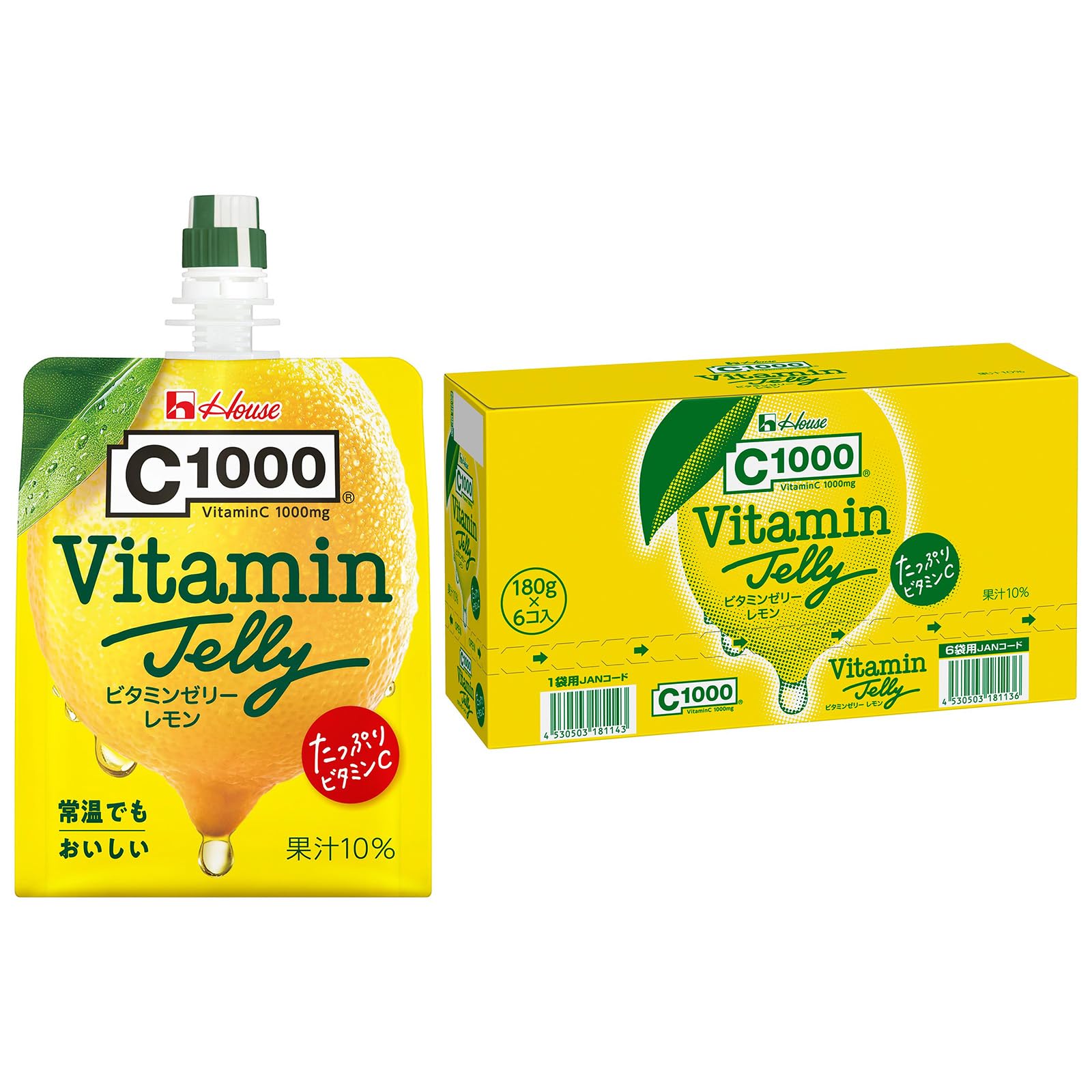 ハウスウェルネスフーズ C1000 ビタミンレモンゼリー 180g×6袋(レモン50個分のビタミンC1000mg配合 ※果汁換算)商品画像
