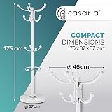 CASARIA Elegant Coat Rack with Marble Base 14 Rotatable Hangers 175cm White view 7