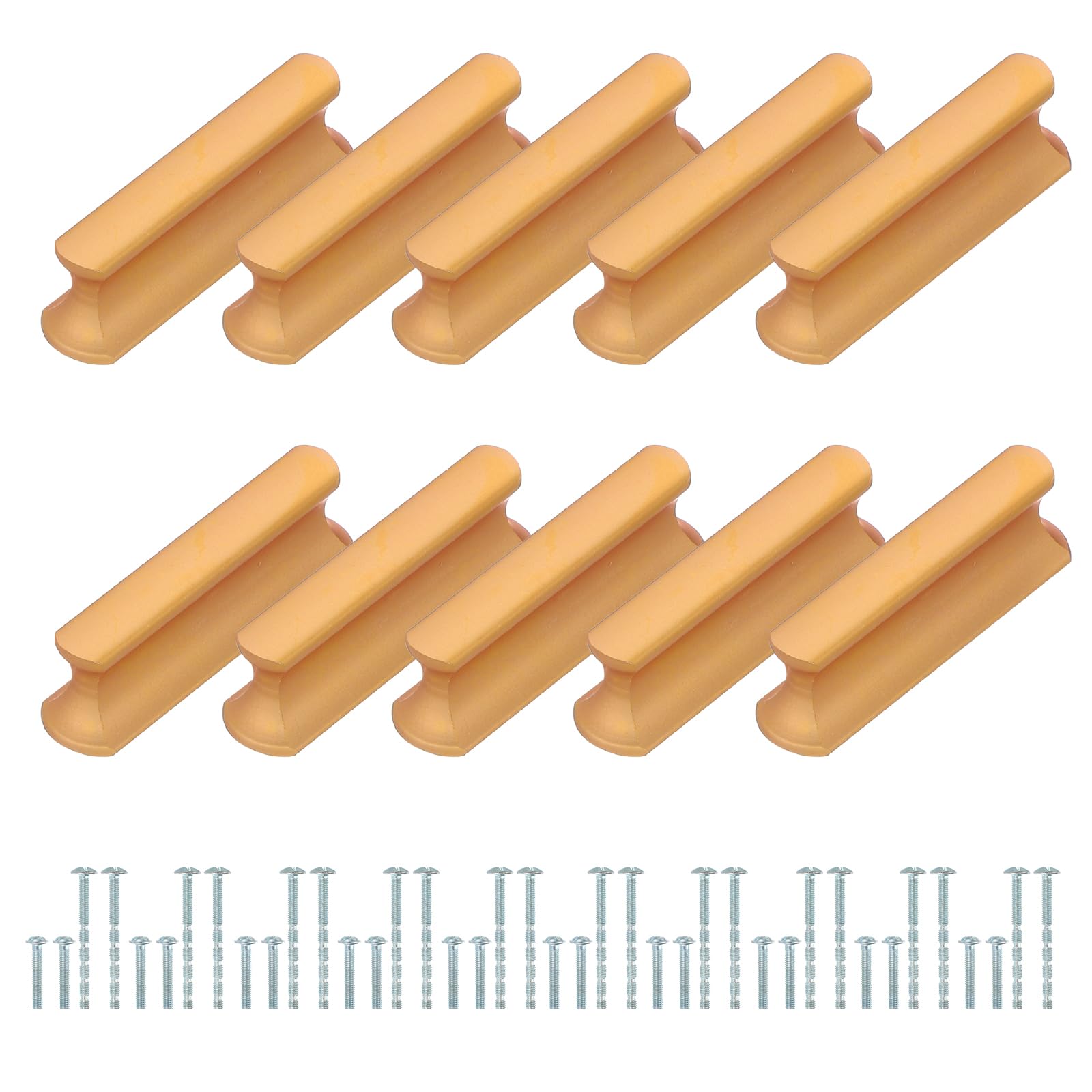 PATIKIL Door Handles 1.26 Inch (32mm) Hole Center, 10 Pack Brushed Pulls Kitchen Drawer Hardware Lengthen for Cupboard Drawer Pulls, Champagne