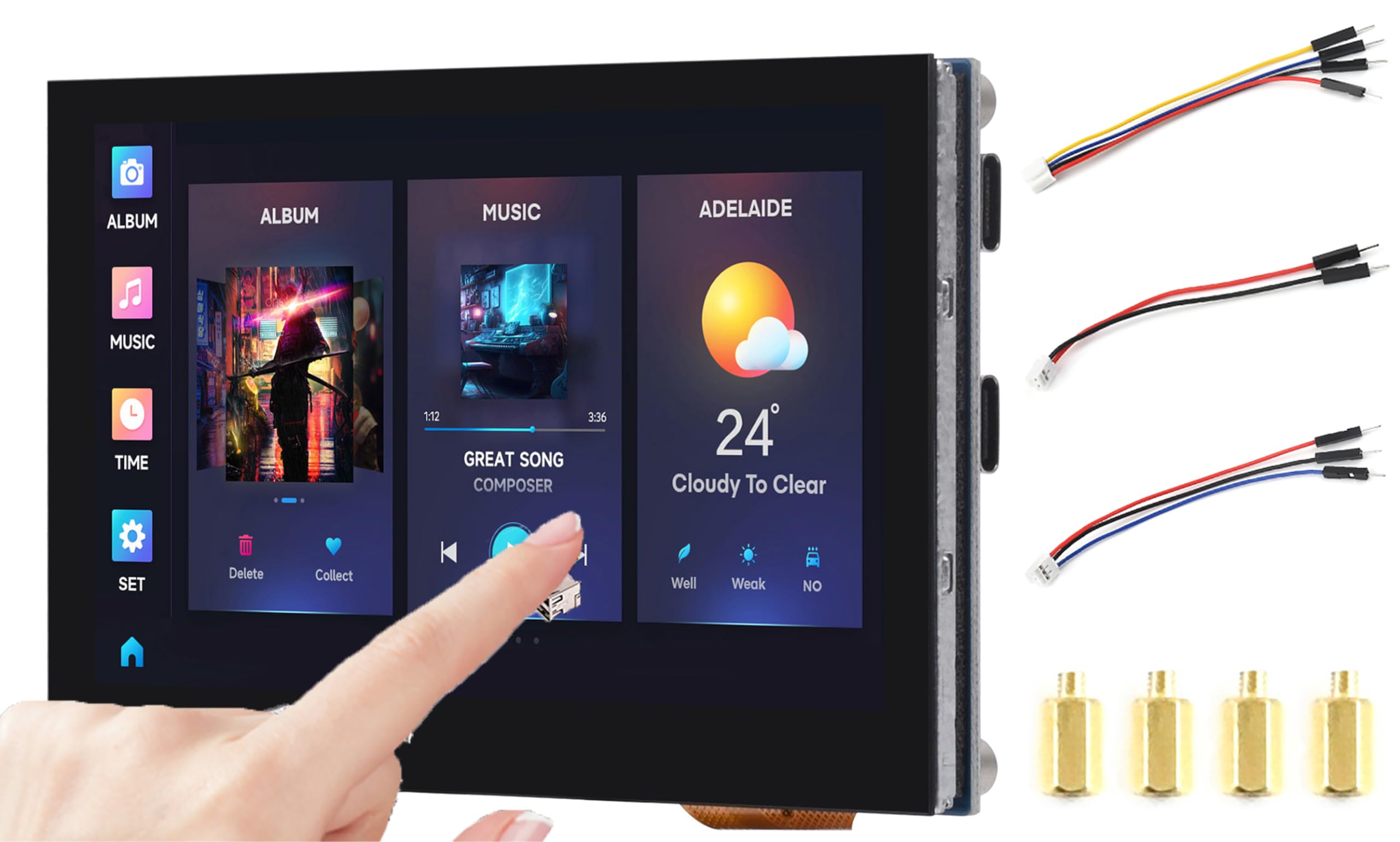 4.3inch Capacitive Touch Screen Onboard ESP32-S3 Microcontroller Development Board, 800x480 Pixels, Support 2.4GHz WiFi and BLE 5, with Sensor/CAN/RS485/I2C Interfaces for Peripherals Expansion