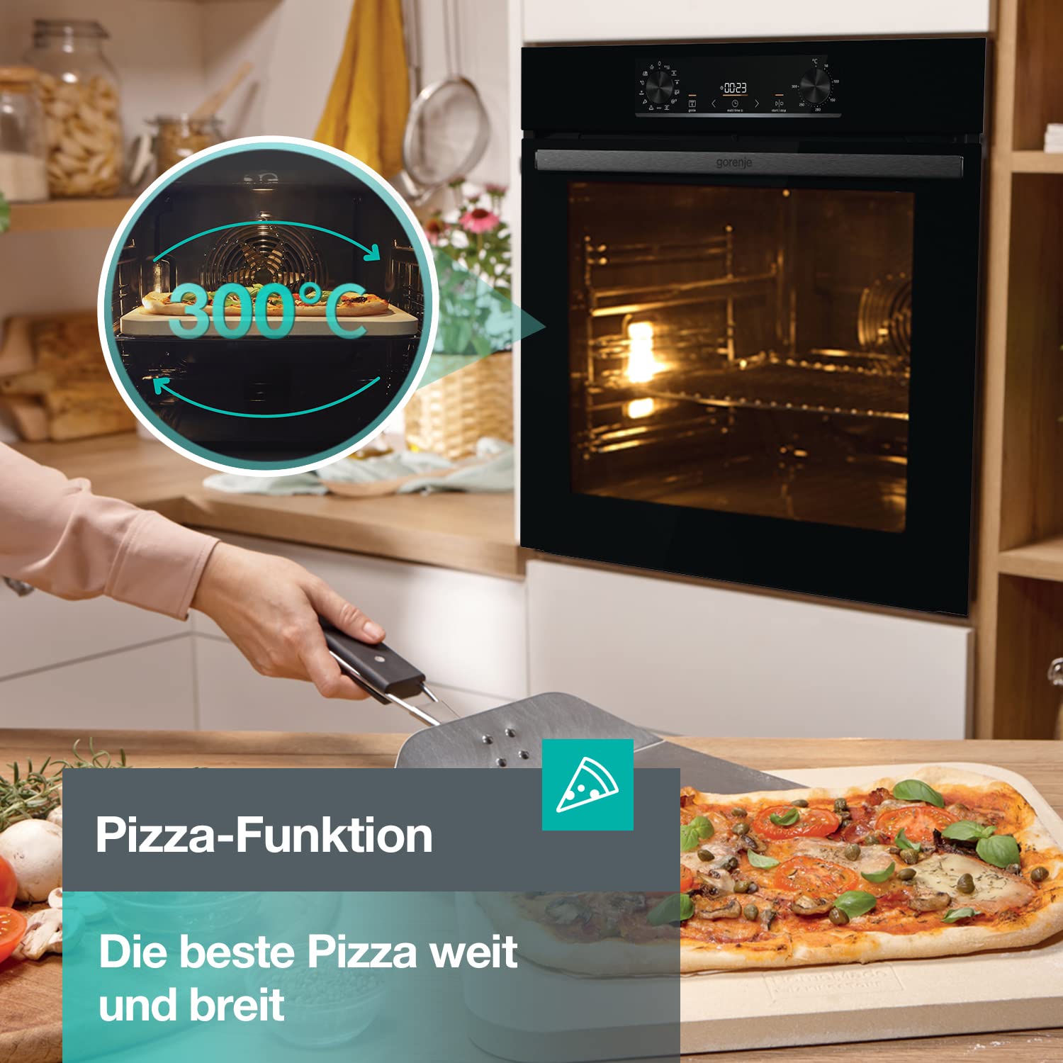 Gorenje OptiBake BOS6737 E02B Einbau-Backofen / 77L / AquaClean/Heißluft/ExtraSteam/AirFry/PerfectGrill/Pizzamode 300°C/Schwarz 9