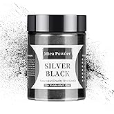 Mica Powder - 60g Mica Powder for Epoxy Resin - Pearl Pigment Powder Dye for Resin/Eye Shadow/Soap Making/Nails/Bath Bombs etc. (Silver Black)