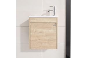 wonline 16" Single Sink Bathroom Vanity, Floating Modern Bathroom Vanity with Sink for Small Space