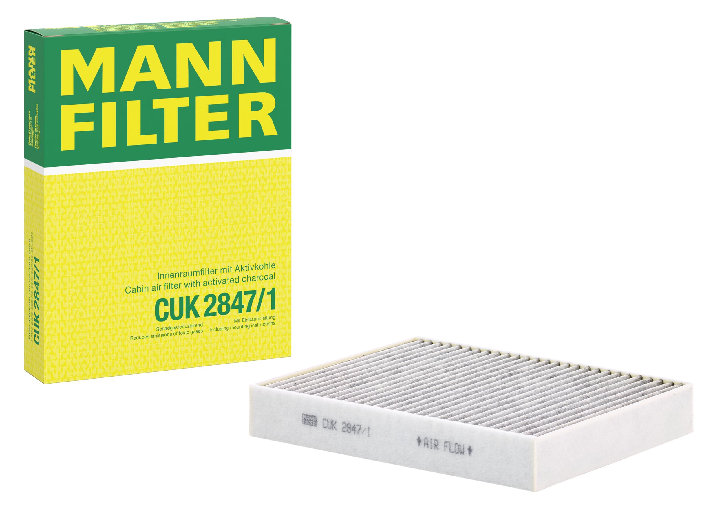 MANN-FILTER CUK 2847/1 Cabin Air Filter - Pollen Filter with Activated Carbon - for Cars + Transporters