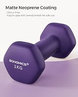 SONGMICS Dumbbells Set of 2 1 kg Hex Neoprene Coated Purple SYL902P02 view 3