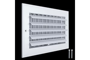 Fits 10x6 Duct Opening Aluminum 1-Way Adjustable Air Supply Grille by Handua | Curved Blade Register Vent Cover for Sidewall & Ceiling | White | Outer Size: 11.75" X 7.75"