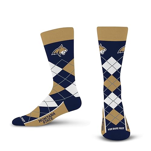 For Bare Feet NCAA MONTANA STATE BOBCATS Argyle Remix Premium Dress Sock Team Color OSFM