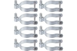 Hicarer 8 Pcs Chain Link Post Gate Hinge 2 7/8" OD x 5/8" Galvanized Steel Chain Link Fence Gate Post Hinge with Bolt and Nuts Parts Heavy Duty Fence Hardware for Outside
