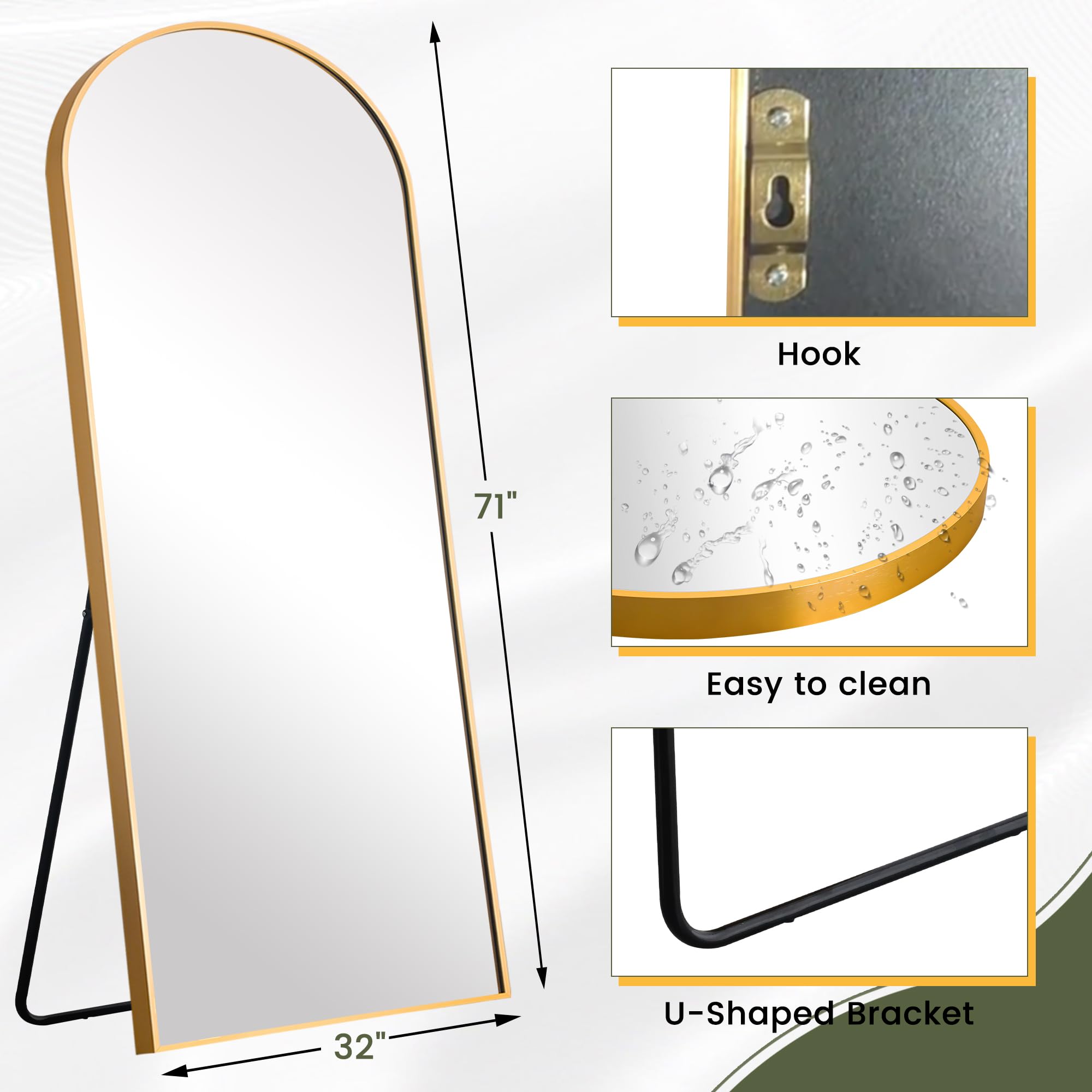 NeuType Arched Full Length Mirror Standing Hanging or Leaning Against