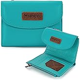 Montana West X Wrangler Small Wallet Women's Minimalist Wallets, Card Cases & Money Organizers Large Capacity Trifold Wallets for Women Ladies Female Turquoise with Coin Purses