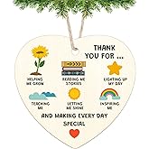 Teacher Appreciation Gifts Ornament Thank You Gifts for Teacher from Student Wooden Christmas Ornament for Teachers Leader Mentor Teacher's Day Birthday Retirement Graduation End of Year Gift