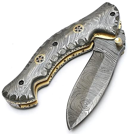 PAL 2000 SATG-9023 Handgemachtes Damaststahl-faltendes Taschenmesser/Chefküchenmesser/Billet/Bar/Messer/Camping mit Scheide