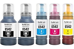 542 T542 Ink Compatible with 542 T542 Refill Ink Bottles Work with ET-5150 ET-5170 ET-5180 ET-5800 ET-5850 ET-5880 ET-16650 E