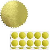 Wmiwulien 2 inch Round Gold Foil Stickers for Embossing 200 Pcs | Blank Self Adhesive Notary Embosser Seal Stickers with Serrated Edge for Certificate Package Envelope Wafer Awards Metallic