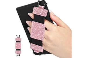 MoKo Soft Hand Strap for 6-8" Kindle eReaders Fire Tablet Kindle/Kobo/Voyaga/Lenovo/Sony Kindle E-Book Tablet,Black High-Elasticity Versatile Hand Strap Lightweight Finger Grip Holder,Flash Light Pink