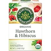 Traditional Medicinals Tea, Organic Hawthorn & Hibiscus, Promotes Heart Health, 16 Tea Bags (1 Pack)