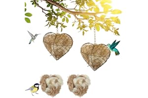 Menkxi 2 Pcs Bird Nesting Material, 9 x 7 Inch Hummingbird Nest House Bird House for Outside, Gift Design for Animal Lovers, Winter Fowl Gifts in Indoor Patio Garden