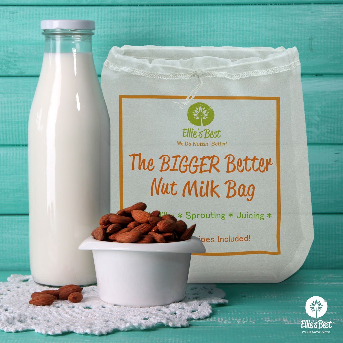 Pro Quality Nut Milk Bag Big 12″X12″ Commercial Grade Reusable