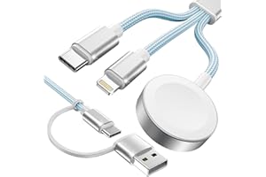 Amasuki Blue-Upgraded 3 in 2 USB C Cable for Watch Charger Phone Charger USB C Multi Fast Charging Cable Compatible with Watc