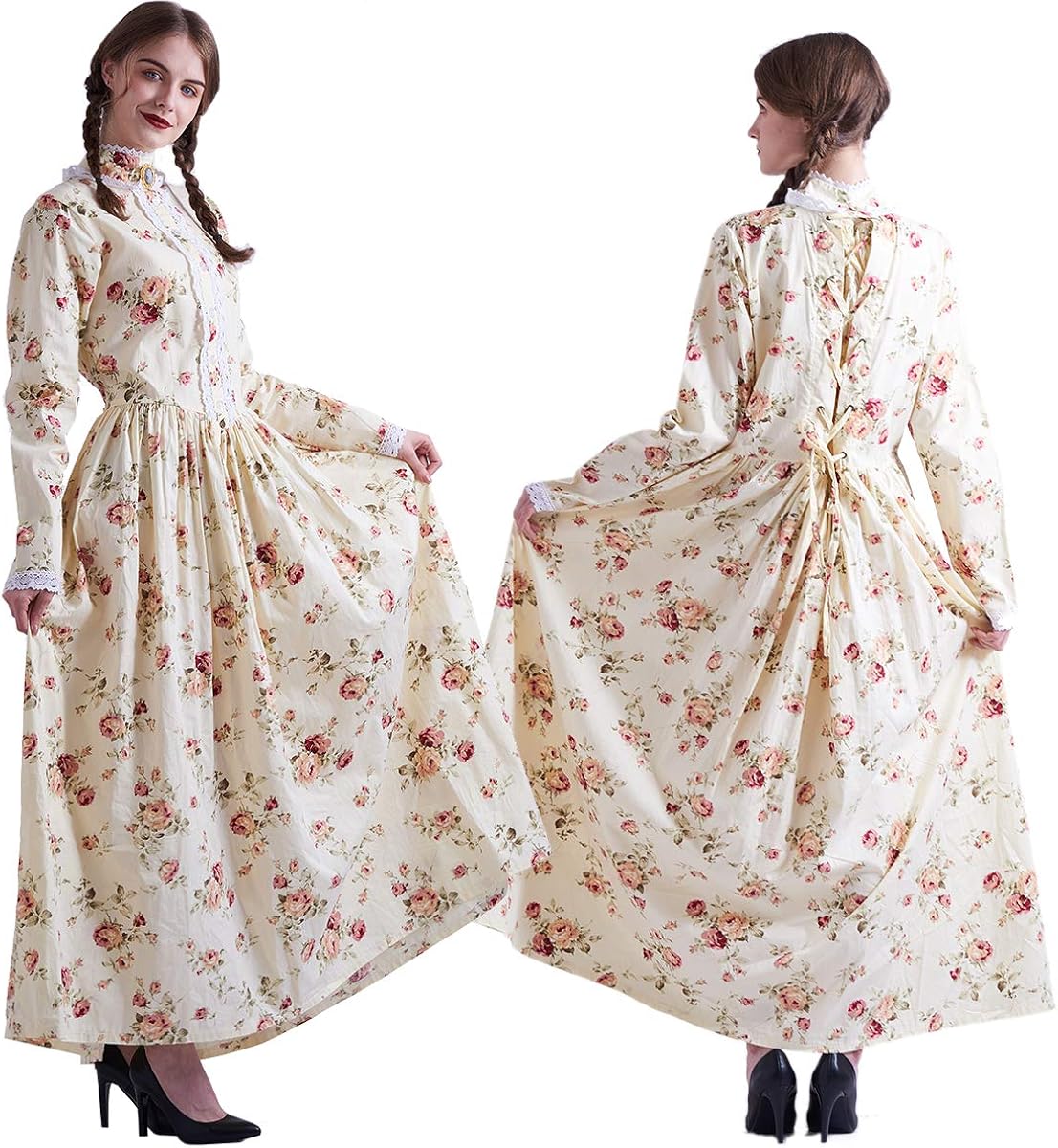 GRACEART Women's Pioneer Woman Costume Colonial Dress 100% Cotton: Clothing
