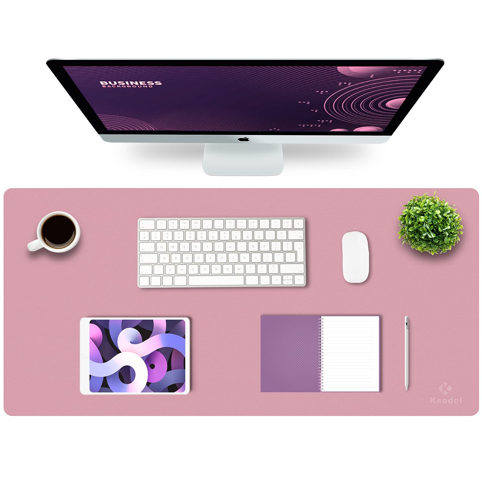 K KNODEL Large Office Leather Desk Mat, Mouse and Keyboard Pad, Computer and Laptop Mat, Desktop Protector and Cover, Writing Pad and Blotter (90x43cm, Purple)