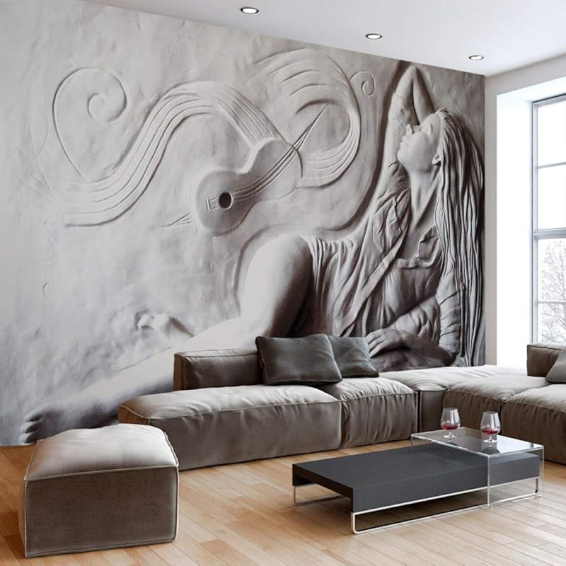 Amazon Com Murwall Sculpture Wallpaper 3d Embossed Look Artist Wall Mural Cement Woman Wall Print Classic Home Decor Cafe Design Living Room Entryway Bedroom Childroom Handmade