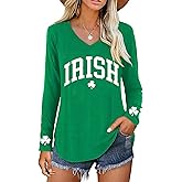 LLHXRUI Women's St Patrick's Day T Shirts-Irish Lucky Shamrock Long Sleeve Holiday Tops