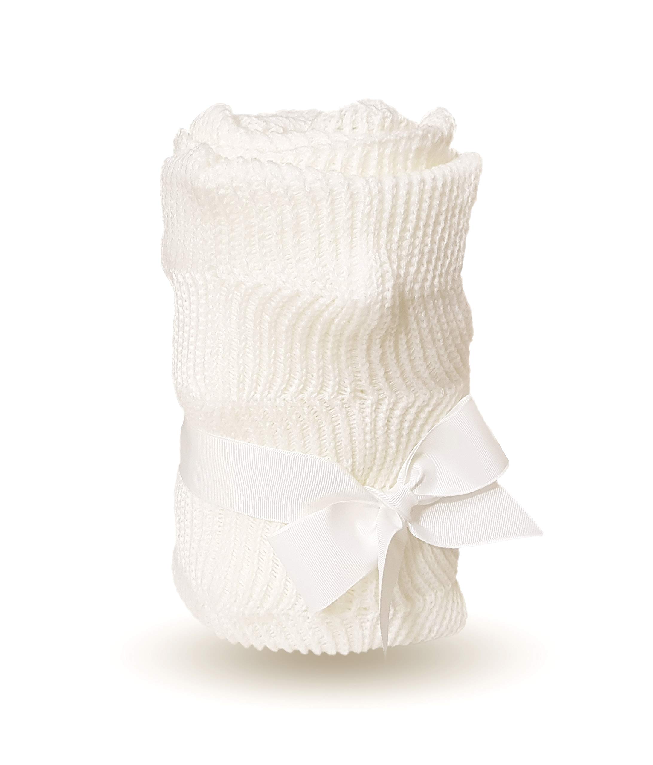 eYone Knitted Cellular Baby Blanket for Babies, Boy & Girl from Birth, (White, 75 * 100cm)