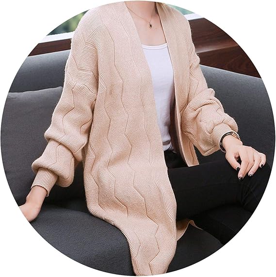 Amazon リアルセクション秋の新しいカーディガンのランタンの袖長いセクションのセーターのコート女性の学生の長いセクションのセーターの女性の服 グリーン ザ スカート 通販