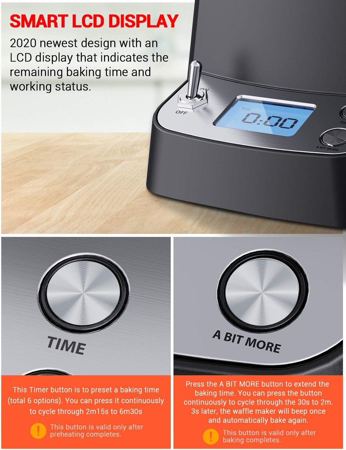 Elechomes Flip Belgian Waffle Maker with LCD Display (1.4" Thick Waffles), 180° Rotating Waffle Iron, Digital Timer, Non-Stick Coating Plates, Removable Drip Tray, Recipes Included, Stainless Steel: Kitchen & Dining