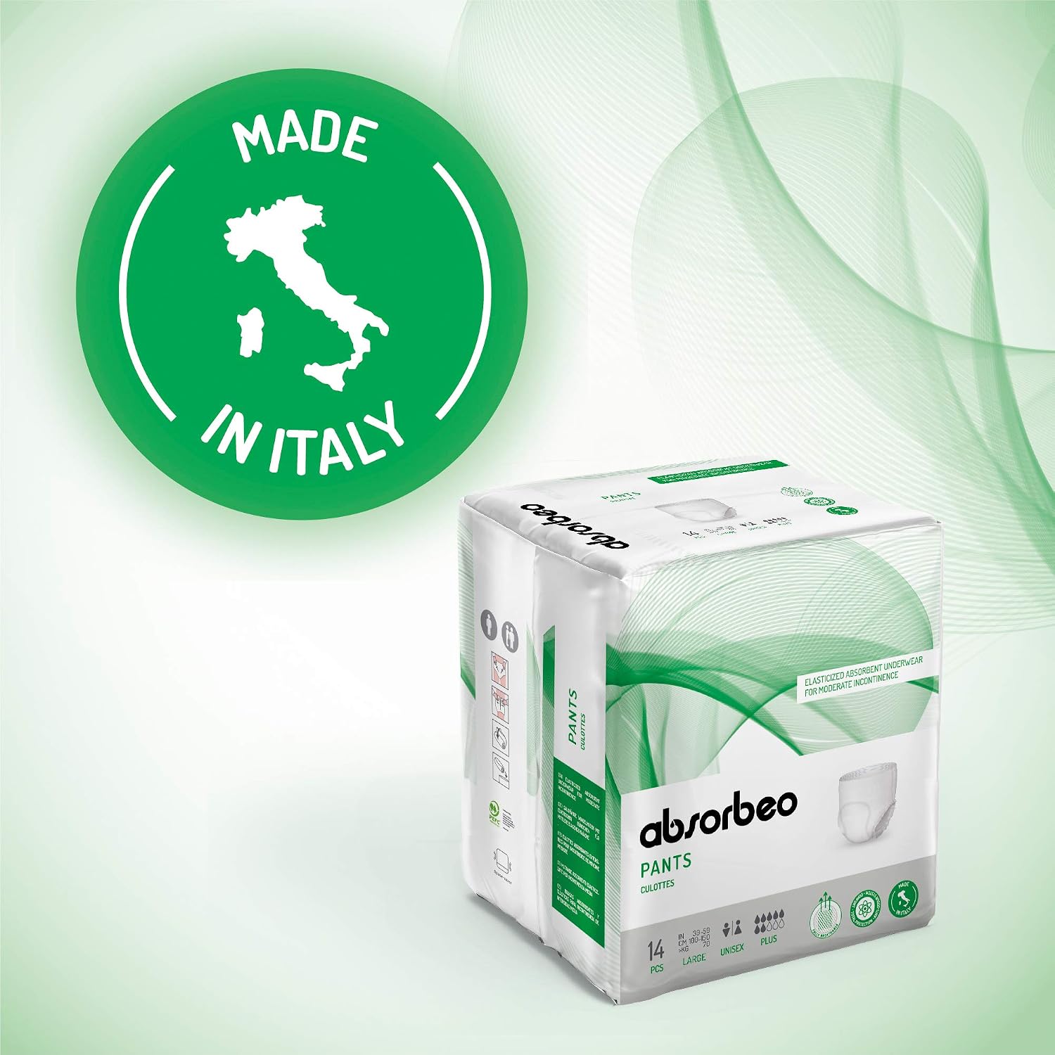 Absorbeo - Pants Plus - Unisex Elasticized Absorbent Underwear for Moderate Incontinence Size L (14 pieces/pack) - Image 4