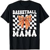 Basketball Mama Coquette Bow Game Day Funny Sports Lover Mom T-Shirt