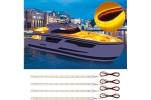 DUOFU365 Amber Led Strip Light,12V Car Led Lights Interior IP68 Waterproof Cuttable for Car Motorcycles Boat Golf Cart Truck Cargo Home Decoration with Strong Nano Tape 12inch(Pack of 4)